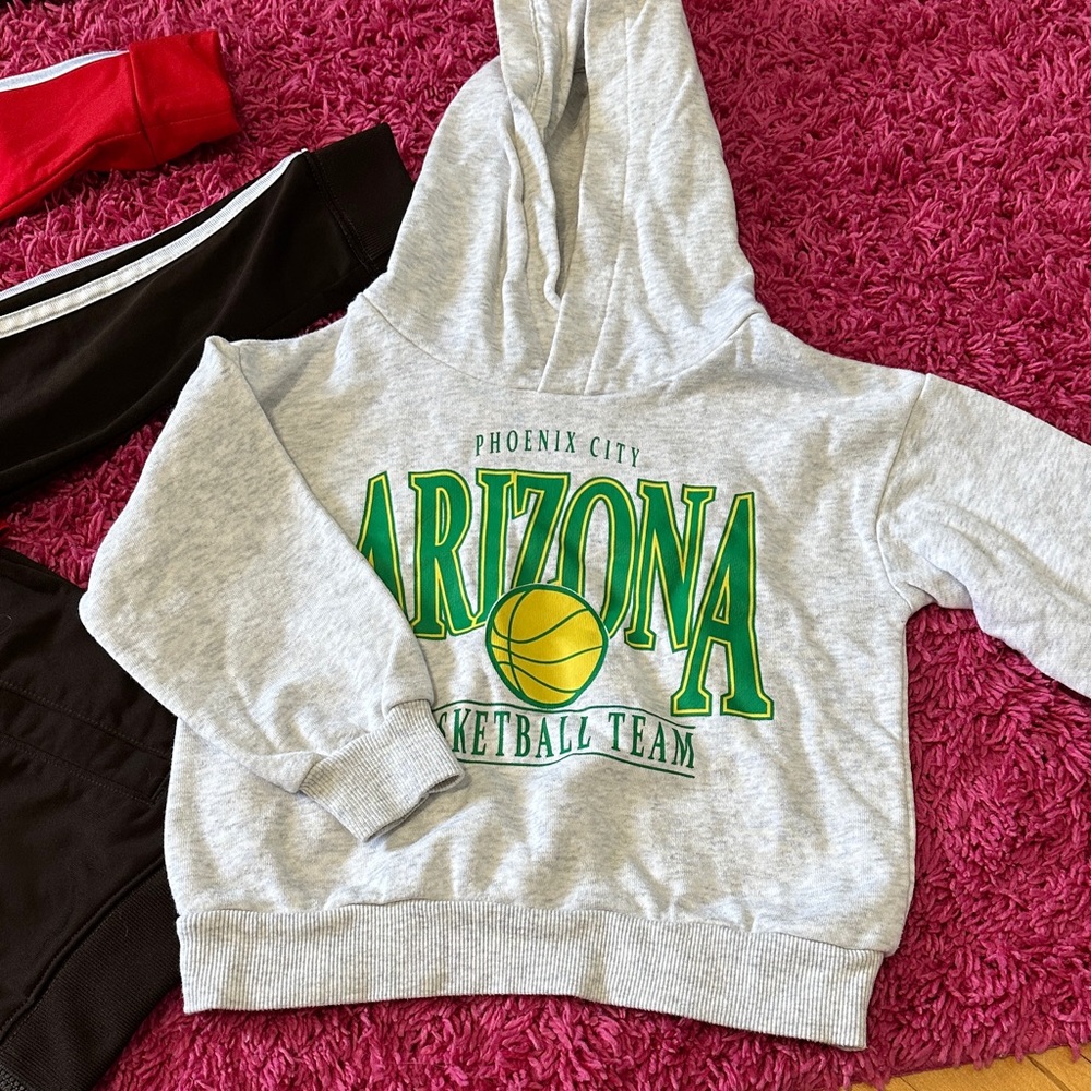adidas Kids Arizona Basketball Hoodie - Gray and Green